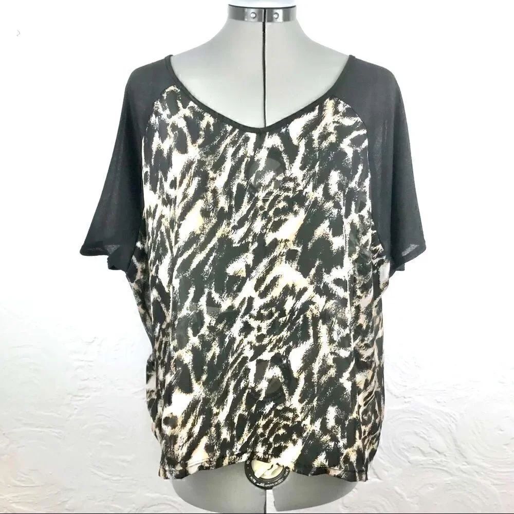 Ginger G semi sheer animal print blouse